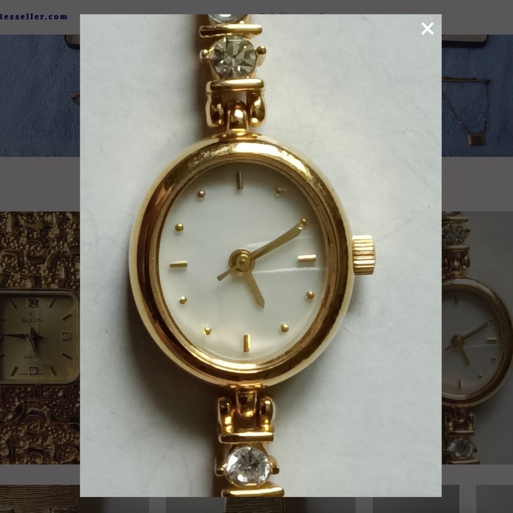 1998 AVON Tennis Bracelet Watch with Mother of Pearl Face